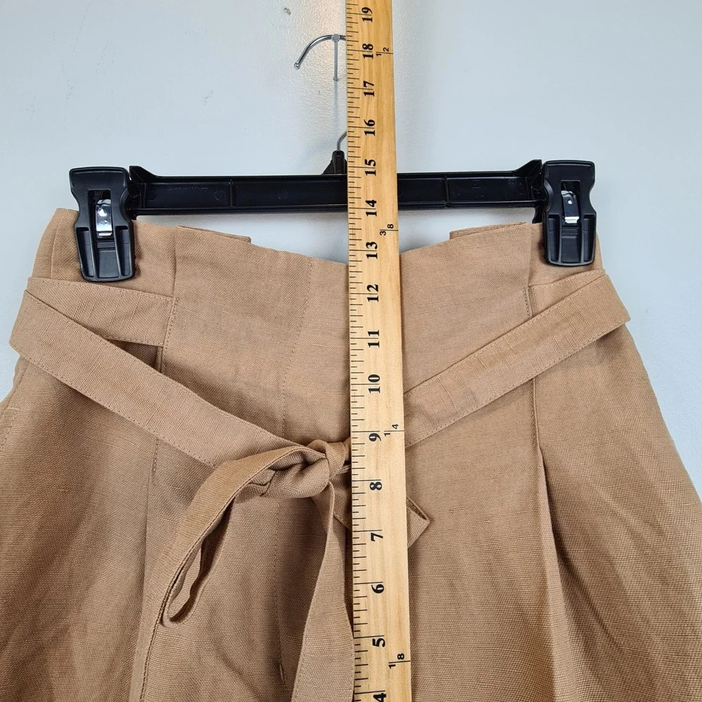 Wilfred Aritzia Tan Linen‎ Lyocell Tie Waist High Rise Tapered Pants Size 0